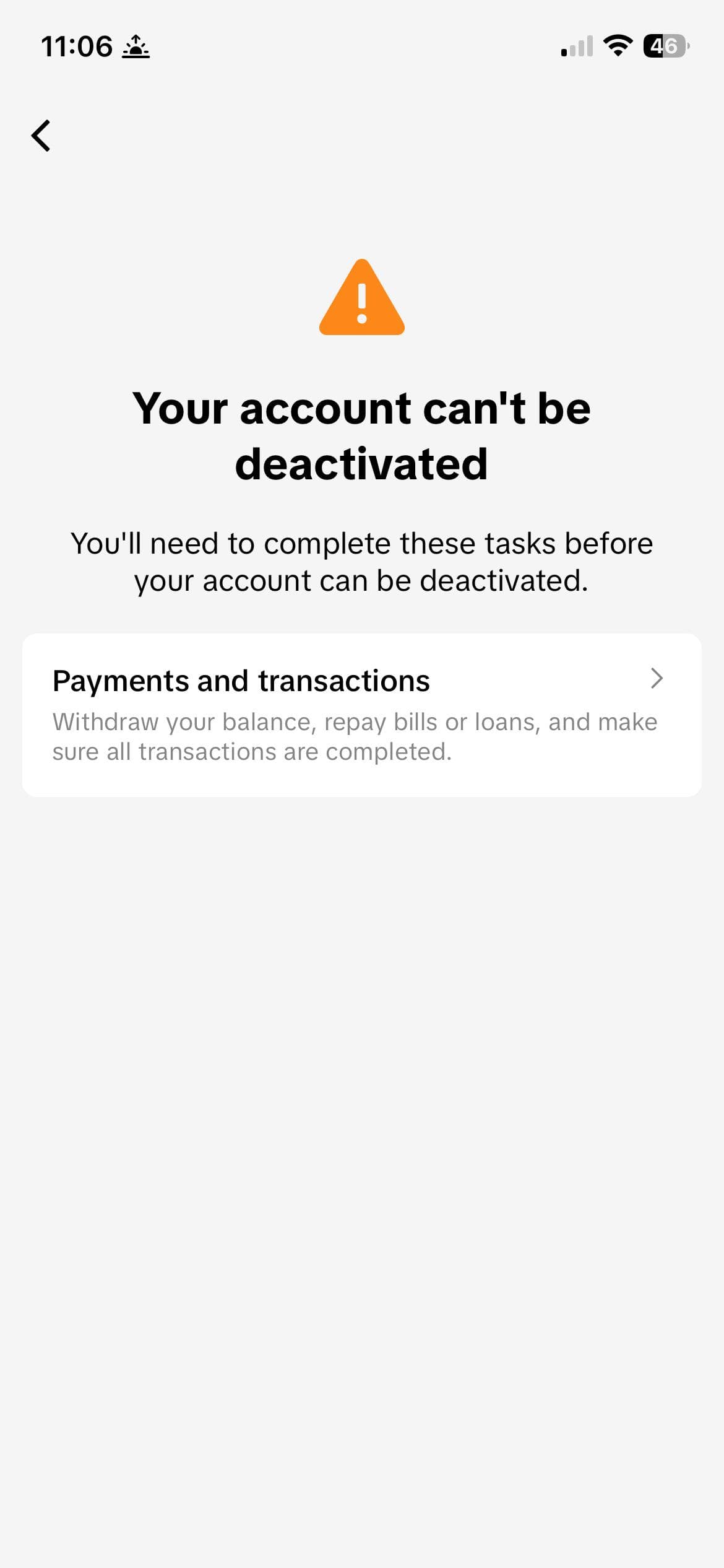 How to fix this? i can’t deactivate my account