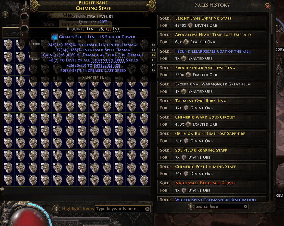 My first huge sale in my entire history of POE