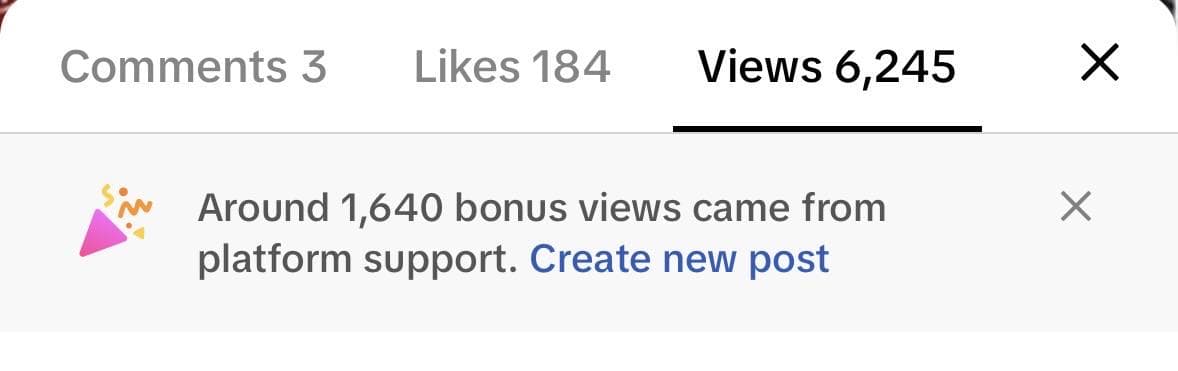 When did the TikTok started to give bonus views?