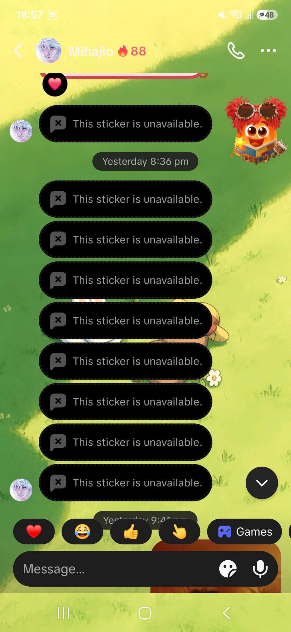 Every Sticker replaced with "This sticker is unavailable"