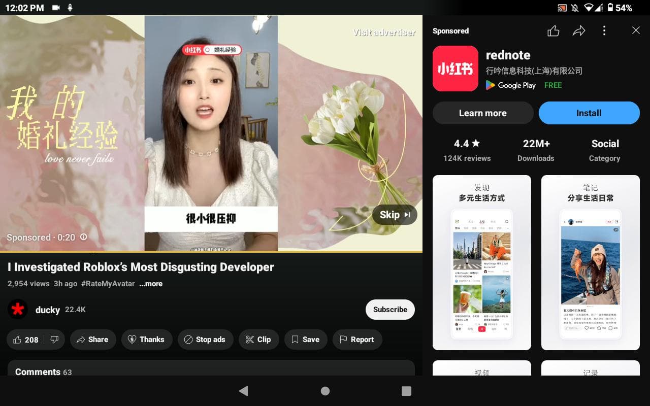 Got an rednote ad on YouTube