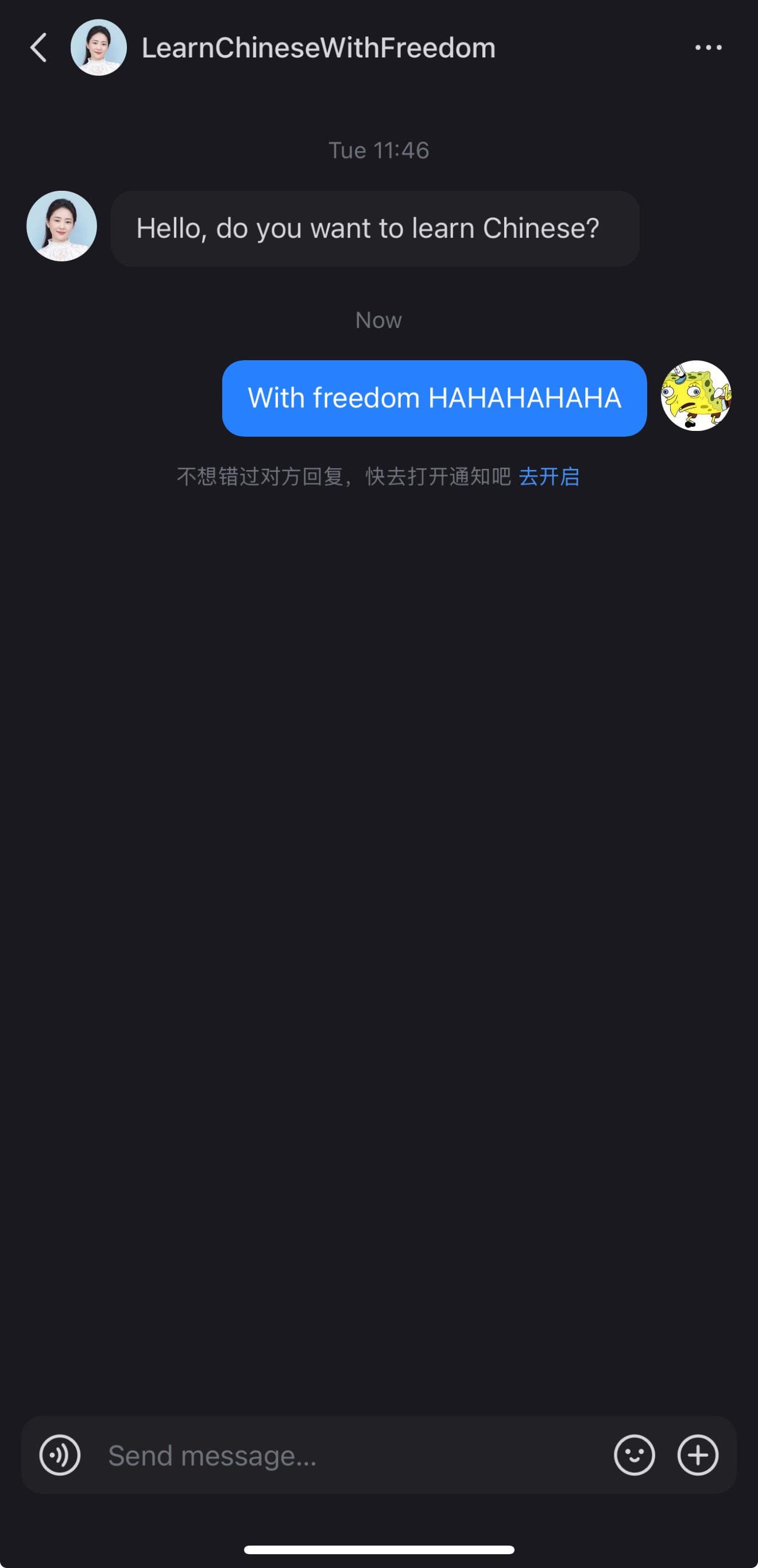 No, I don’t want to learn Chinese with freedom