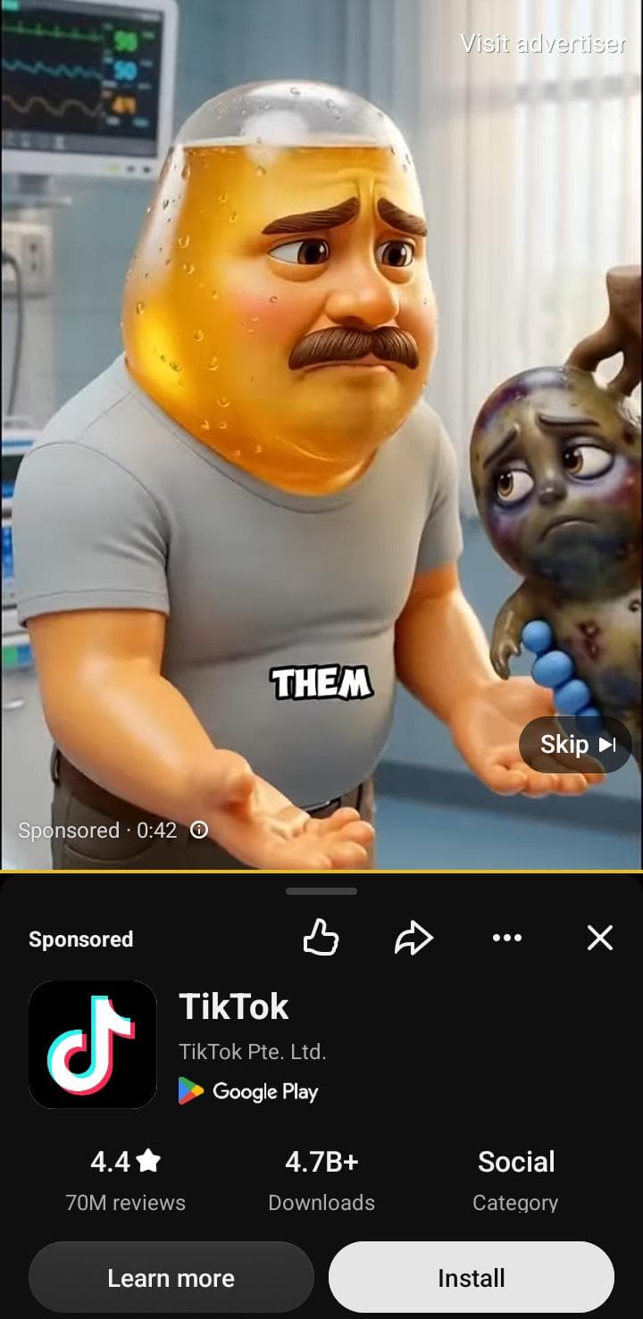 Tik tok really chose an AI slop video to advertise their app ...