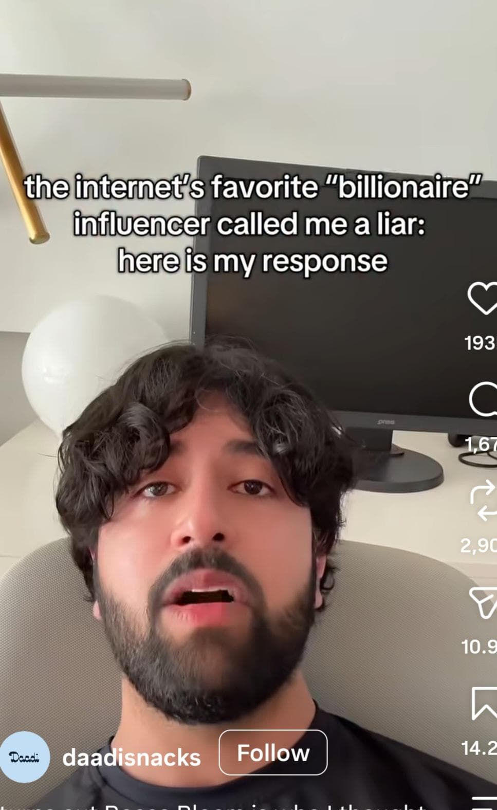 @daadisnacks response to @beccabloom response about lying about her family and wealth