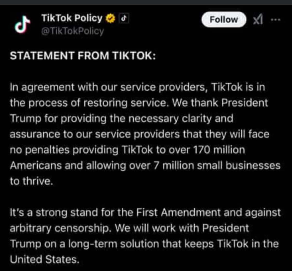 The official statement in case anyone missed it